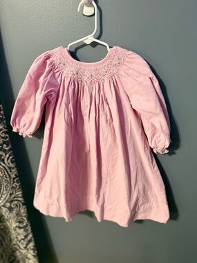 Petit Bebe Light Pink Smocked Corduroy Dress